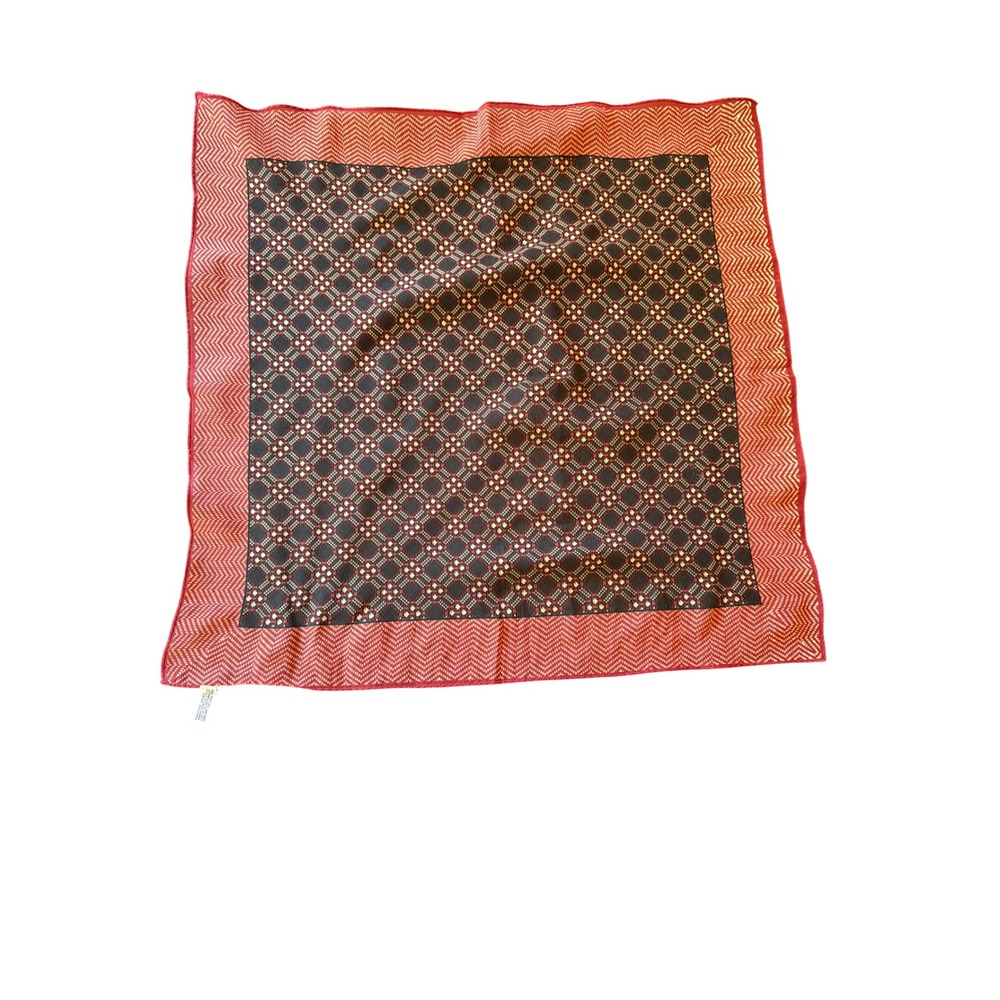 quare Red Black Geometric Diamond Chevron Vintage Scarf Made in Japan